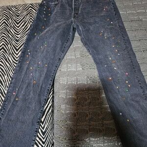Levi's Dark Gray Jeans with Colorful Accents